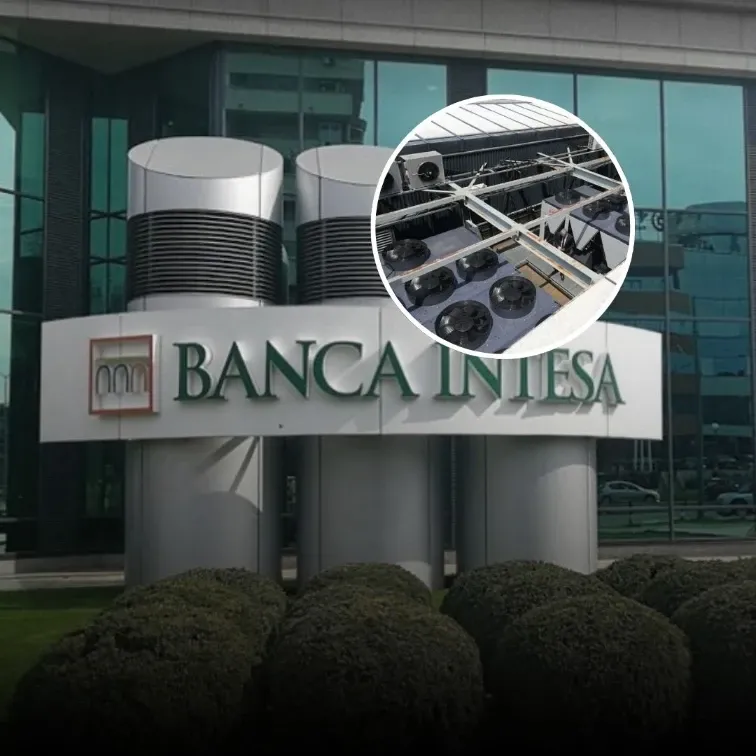Wyciszone chłodziarki dachowe w Banca Intesa