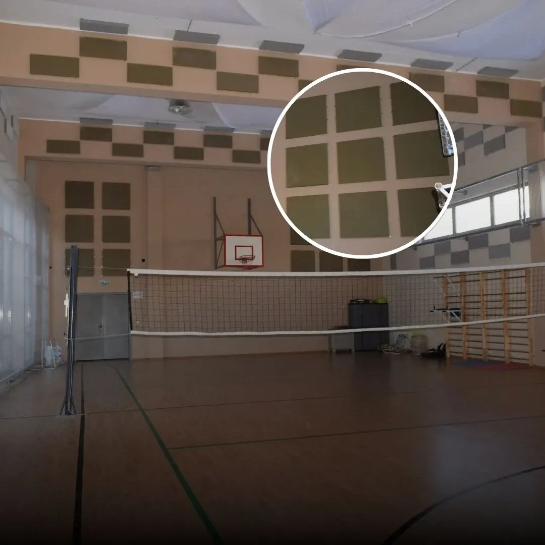 Redukcja echa w sali gimnastycznej za pomocą paneli akustycznych