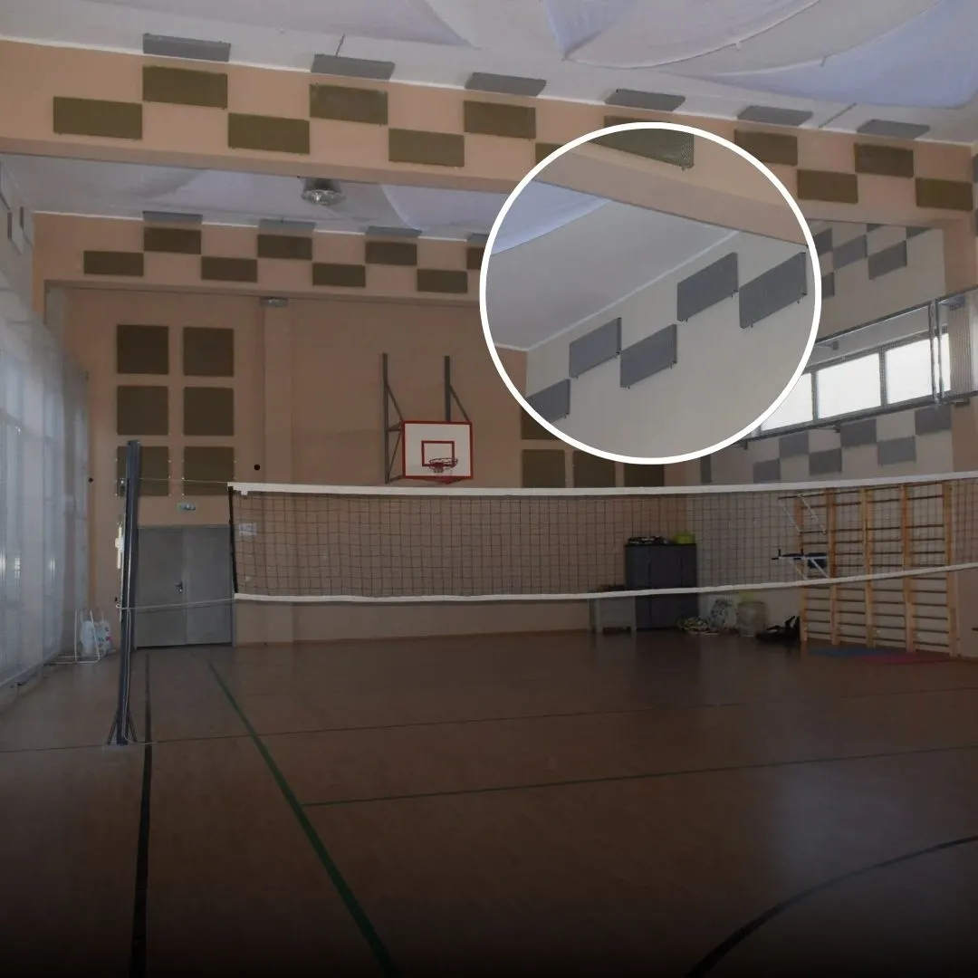 Redukcja echa w sali gimnastycznej za pomocą paneli akustycznych
